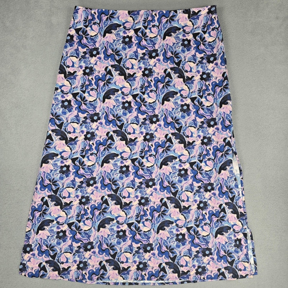 Marine Layer Ryan Slip Skirt Womens 14 Multicolor Floral‎ Midi Side Slits NWT